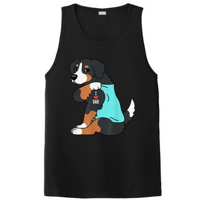 Bernese Mountain Dog I Love Dad Funny Dog Fathers Day PosiCharge Competitor Tank