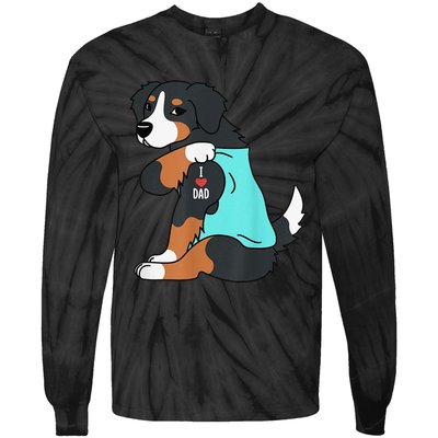 Bernese Mountain Dog I Love Dad Funny Dog Fathers Day Tie-Dye Long Sleeve Shirt