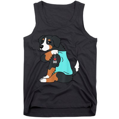 Bernese Mountain Dog I Love Dad Funny Dog Fathers Day Tank Top