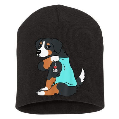 Bernese Mountain Dog I Love Dad Funny Dog Fathers Day Short Acrylic Beanie