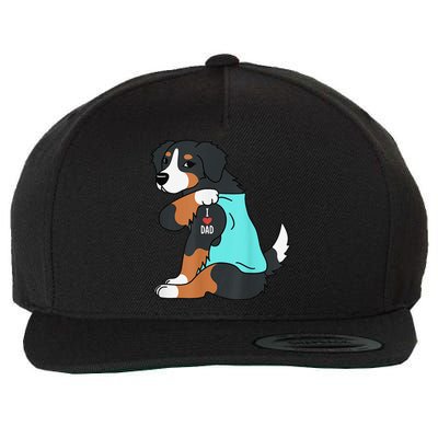 Bernese Mountain Dog I Love Dad Funny Dog Fathers Day Wool Snapback Cap