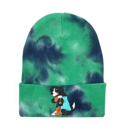 Bernese Mountain Dog I Love Dad Funny Dog Fathers Day Tie Dye 12in Knit Beanie