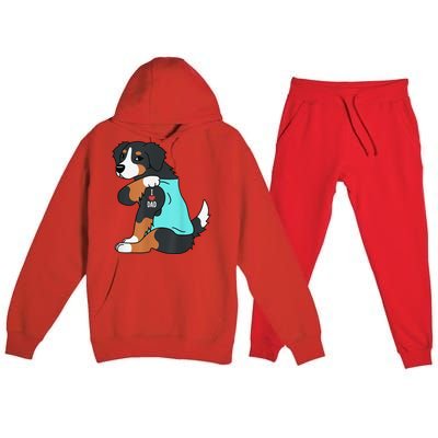 Bernese Mountain Dog I Love Dad Funny Dog Fathers Day Premium Hooded Sweatsuit Set