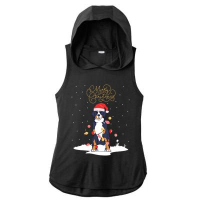 Bernese Mountain Dog Merry Christmas Berner Xmas Christmas Ladies PosiCharge Tri-Blend Wicking Draft Hoodie Tank