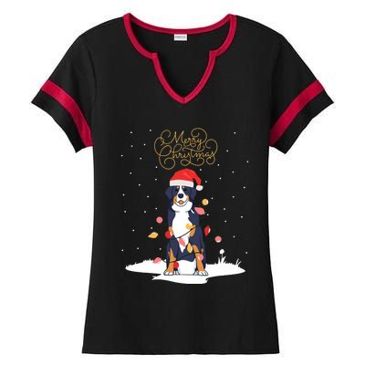 Bernese Mountain Dog Merry Christmas Berner Xmas Christmas Ladies Halftime Notch Neck Tee