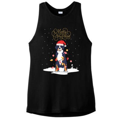 Bernese Mountain Dog Merry Christmas Berner Xmas Christmas Ladies PosiCharge Tri-Blend Wicking Tank