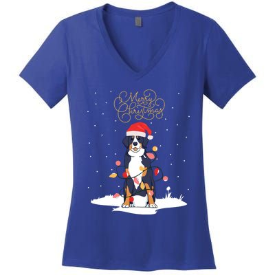 Bernese Mountain Dog Merry Christmas Berner Xmas Christmas Women's V-Neck T-Shirt