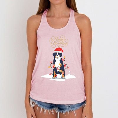 Bernese Mountain Dog Merry Christmas Berner Xmas Christmas Women's Knotted Racerback Tank