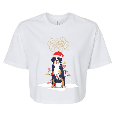 Bernese Mountain Dog Merry Christmas Berner Xmas Christmas Bella+Canvas Jersey Crop Tee