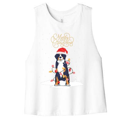 Bernese Mountain Dog Merry Christmas Berner Xmas Christmas Women's Racerback Cropped Tank