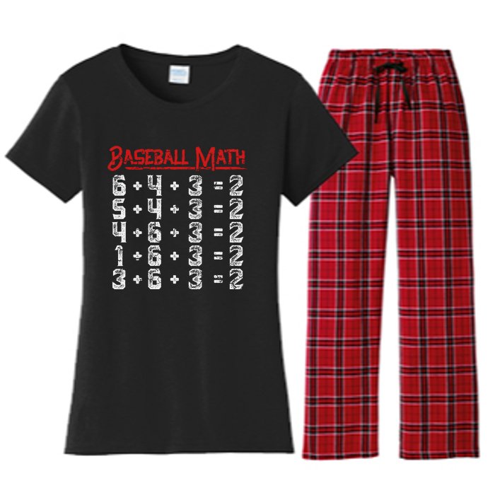 Baseball Math Double Play Kids Women's Flannel Pajama Set