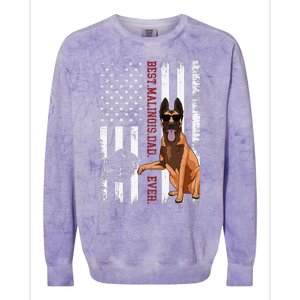 Belgian Malinois Dad Dog American Flag Colorblast Crewneck Sweatshirt