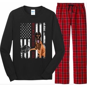 Belgian Malinois Dad Dog American Flag Long Sleeve Pajama Set