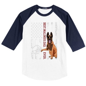 Belgian Malinois Dad Dog American Flag Baseball Sleeve Shirt