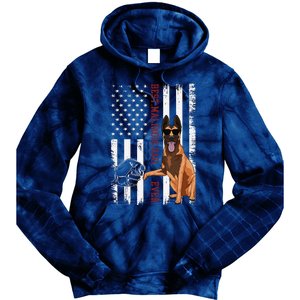 Belgian Malinois Dad Dog American Flag Tie Dye Hoodie