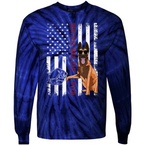 Belgian Malinois Dad Dog American Flag Tie-Dye Long Sleeve Shirt