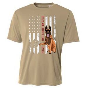 Belgian Malinois Dad Dog American Flag Cooling Performance Crew T-Shirt