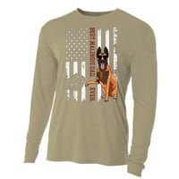 Belgian Malinois Dad Dog American Flag Cooling Performance Long Sleeve Crew