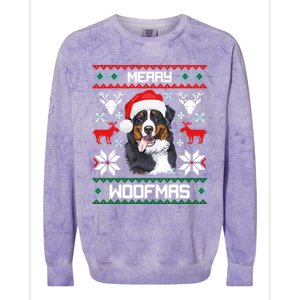 Bernese Mountain Dog Gift For Merry Christmas Woofmas Berner Gift Colorblast Crewneck Sweatshirt