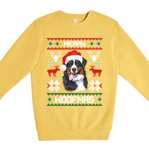 Bernese Mountain Dog Gift For Merry Christmas Woofmas Berner Gift Premium Crewneck Sweatshirt