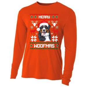 Bernese Mountain Dog Gift For Merry Christmas Woofmas Berner Gift Cooling Performance Long Sleeve Crew