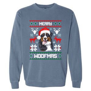 Bernese Mountain Dog Gift For Merry Christmas Woofmas Berner Gift Garment-Dyed Sweatshirt