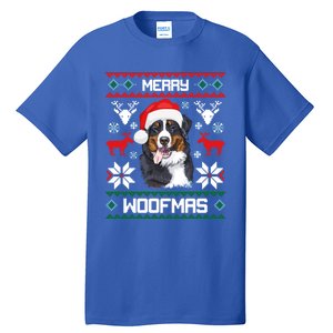 Bernese Mountain Dog Gift For Merry Christmas Woofmas Berner Gift Tall T-Shirt