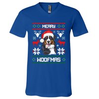 Bernese Mountain Dog Gift For Merry Christmas Woofmas Berner Gift V-Neck T-Shirt