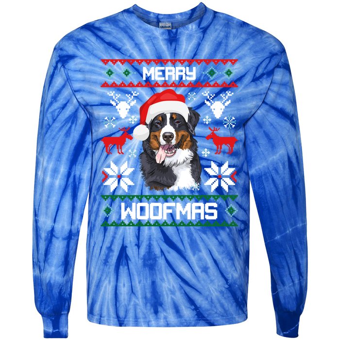 Bernese Mountain Dog Gift For Merry Christmas Woofmas Berner Gift Tie-Dye Long Sleeve Shirt