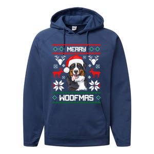 Bernese Mountain Dog Gift For Merry Christmas Woofmas Berner Gift Performance Fleece Hoodie