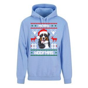 Bernese Mountain Dog Gift For Merry Christmas Woofmas Berner Gift Unisex Surf Hoodie