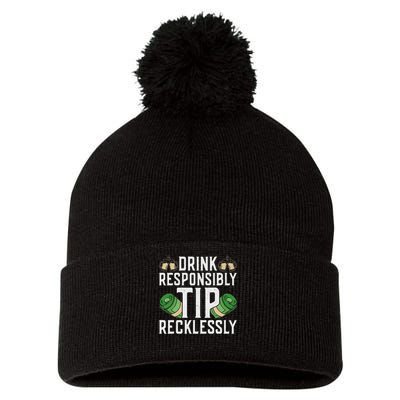 Bartender Mixologist Drink Responsibly Tip Recklessly Pom Pom 12in Knit Beanie