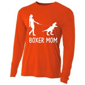 Boxer Mom Dog Boxer Mama Dinosaur Women Mothers Day Cooling Performance Long Sleeve Crew