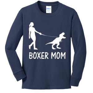 Boxer Mom Dog Boxer Mama Dinosaur Women Mothers Day Kids Long Sleeve Shirt