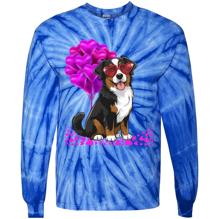 Bernese Mountain Dog Mom Valentine’S Day Pet Lover Design Cute Gift Tie-Dye Long Sleeve Shirt