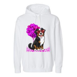 Bernese Mountain Dog Mom Valentine’S Day Pet Lover Design Cute Gift Garment-Dyed Fleece Hoodie