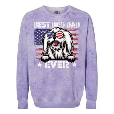 Best Maltese Dad Ever American Flag Fathers Day Gift Colorblast Crewneck Sweatshirt