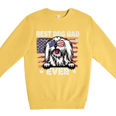 Best Maltese Dad Ever American Flag Fathers Day Gift Premium Crewneck Sweatshirt