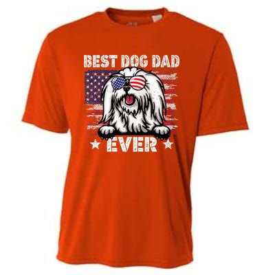 Best Maltese Dad Ever American Flag Fathers Day Gift Cooling Performance Crew T-Shirt