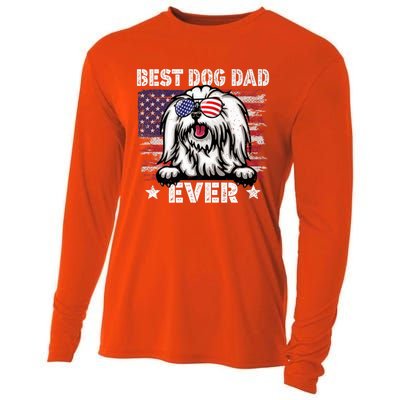 Best Maltese Dad Ever American Flag Fathers Day Gift Cooling Performance Long Sleeve Crew