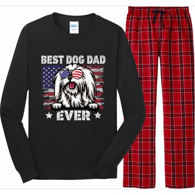 Best Maltese Dad Ever American Flag Fathers Day Gift Long Sleeve Pajama Set