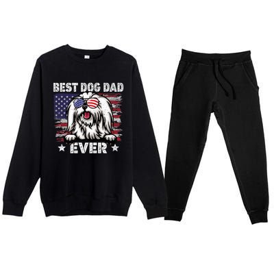 Best Maltese Dad Ever American Flag Fathers Day Gift Premium Crewneck Sweatsuit Set