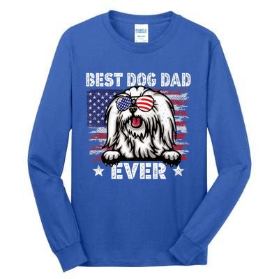 Best Maltese Dad Ever American Flag Fathers Day Gift Tall Long Sleeve T-Shirt