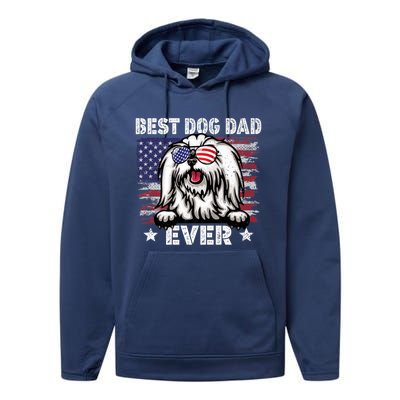 Best Maltese Dad Ever American Flag Fathers Day Gift Performance Fleece Hoodie