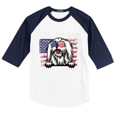 Best Maltese Dad Ever American Flag Fathers Day Gift Baseball Sleeve Shirt