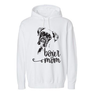 BOXER MOM DOG FACE DOG LOVERS BOXER MOM GIFT Garment-Dyed Fleece Hoodie