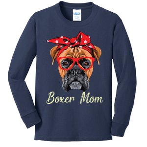 Boxer Mom Dogs Tee Mothers Day Dog Lovers Gifts For Women Kids Long Sleeve Shirt