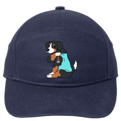 Bernese Mountain Dog I Love Dad Funny Dog 7-Panel Snapback Hat