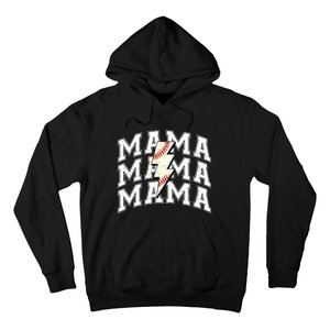 baseball Mama Distressed Lightning Bolt Mom Hoodie