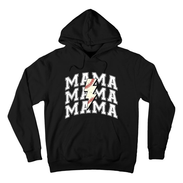 baseball Mama Distressed Lightning Bolt Mom Hoodie